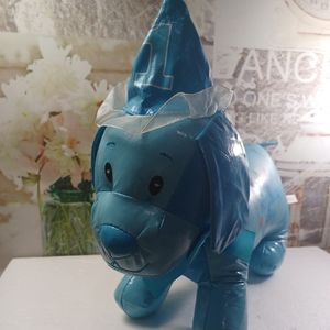 Baby boy first birthday sign me blue autograph Vinyl Puppy Dog Plush 10×13" cond